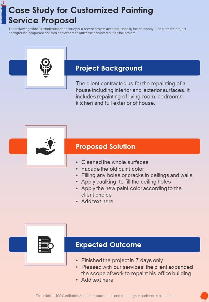Case Study For Customized Painting Service Proposal One Pager Sample Example Document Slide01