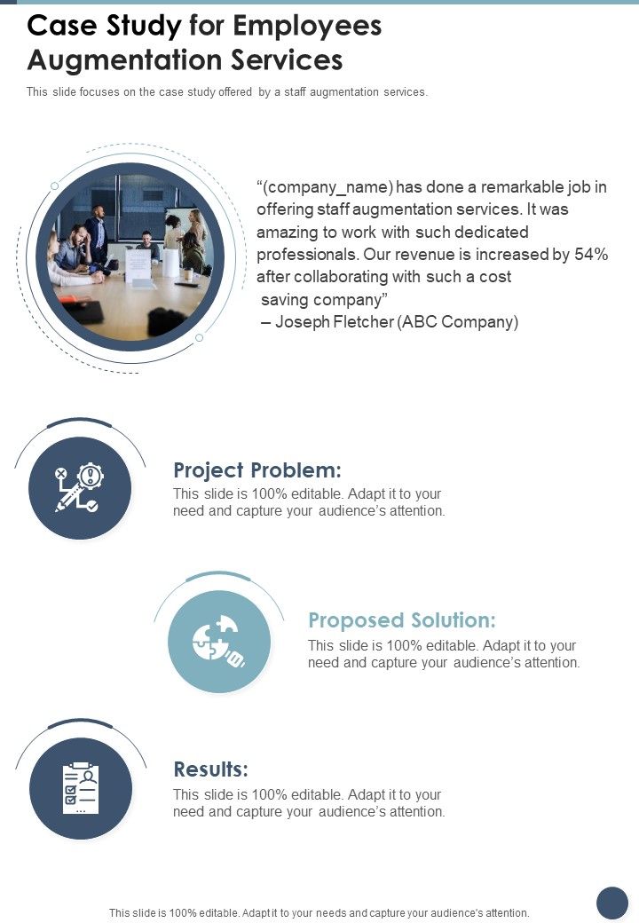 Case Study For Employees Augmentation Services One Pager Sample Example Document Slide01