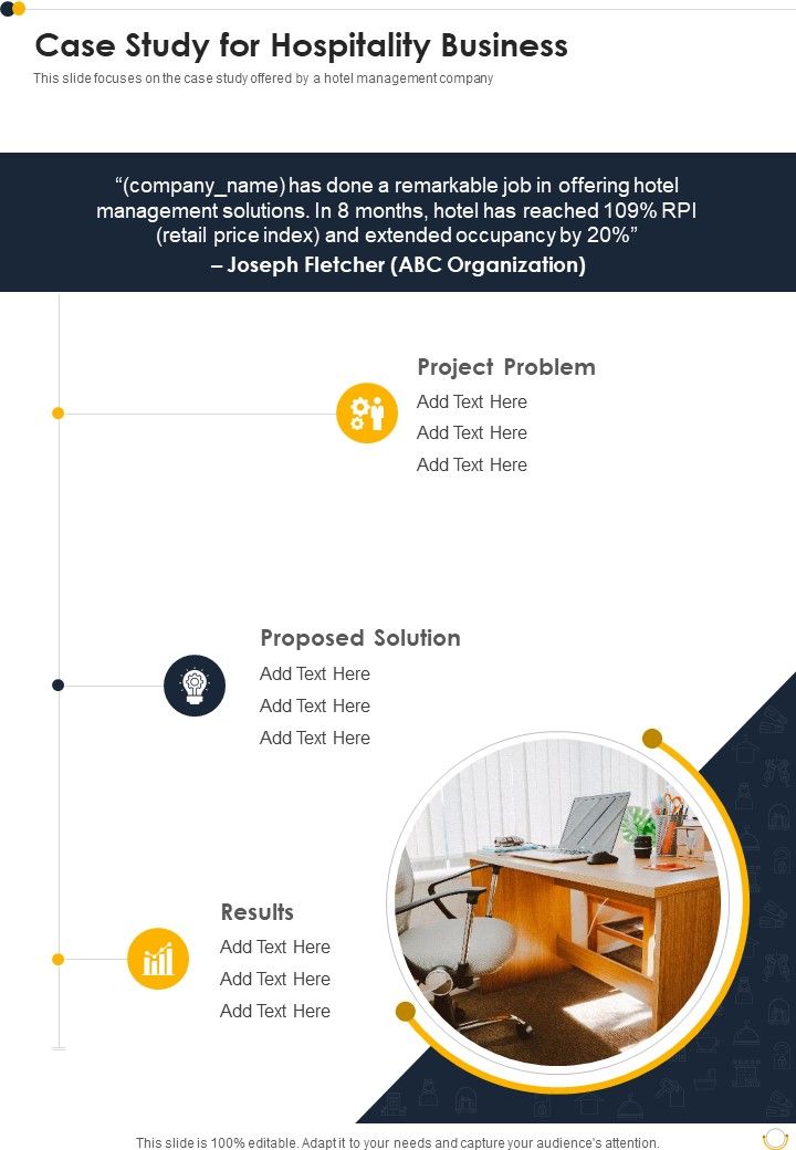 Case Study For Hospitality Business One Pager Sample Example Document Slide01