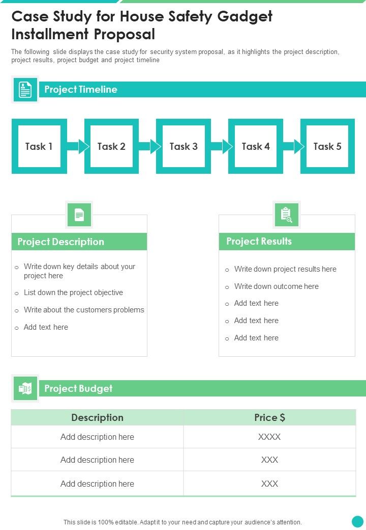 Case Study For House Safety Gadget Installment Proposal One Pager Sample Example Document Slide01