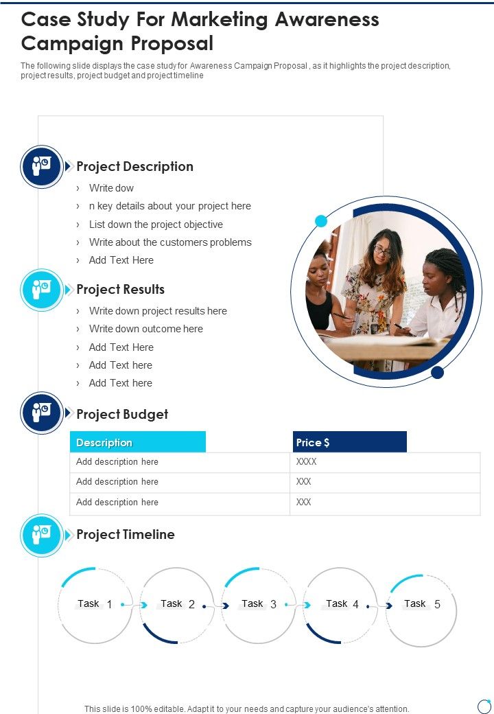 Case Study For Marketing Awareness Campaign Proposal One Pager Sample Example Document Slide01