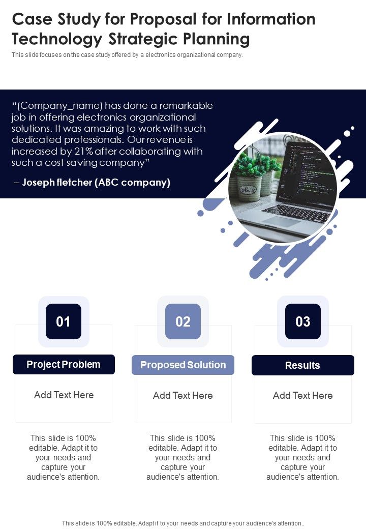 Case Study For Proposal For Information Technology Strategic Planning One Pager Sample Example Document Slide01