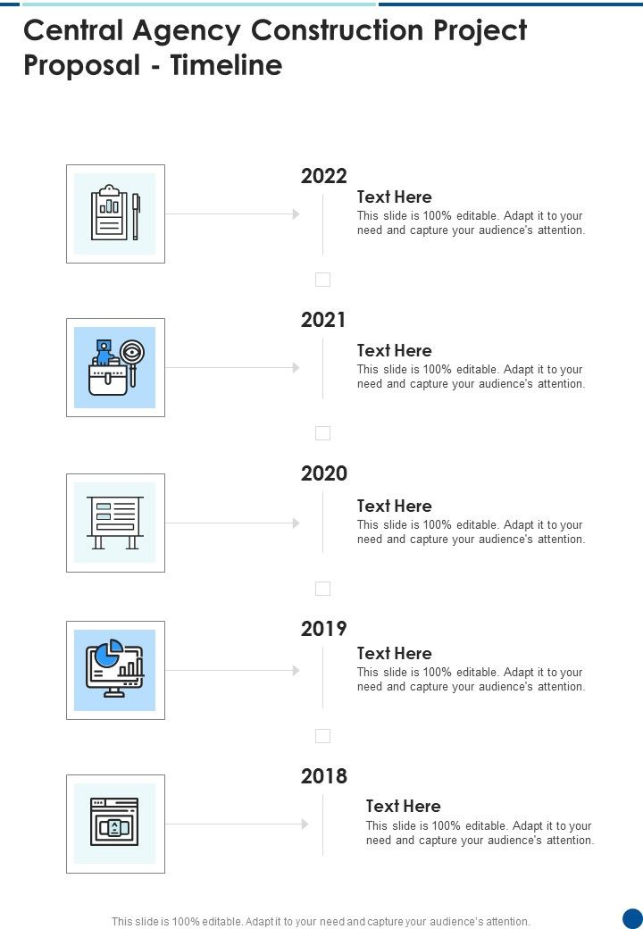 Central Agency Construction Project Proposal Timeline One Pager Sample Example Document Slide01