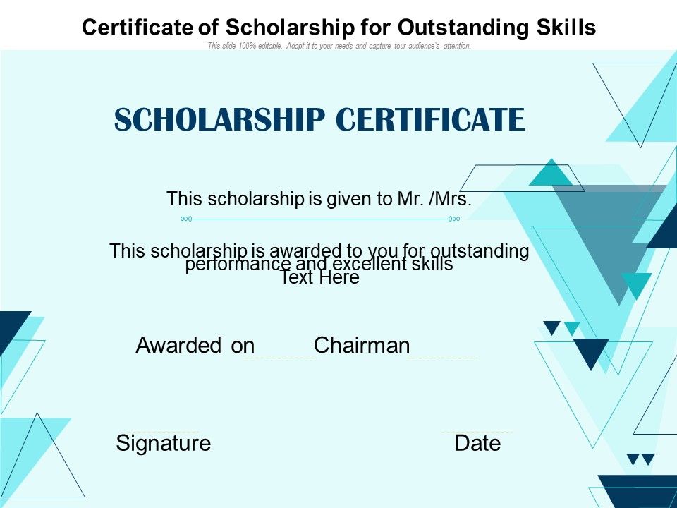 Certificate_Of_Scholarship_For_Outstanding_Skills_Ppt_PowerPoint_Presentation_Gallery_Example_Topics_PDF_Slide_1.jpg
