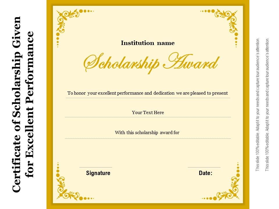 Certificate_Of_Scholarship_Given_For_Excellent_Performance_Ppt_PowerPoint_Presentation_File_Smartart_PDF_Slide_1.jpg