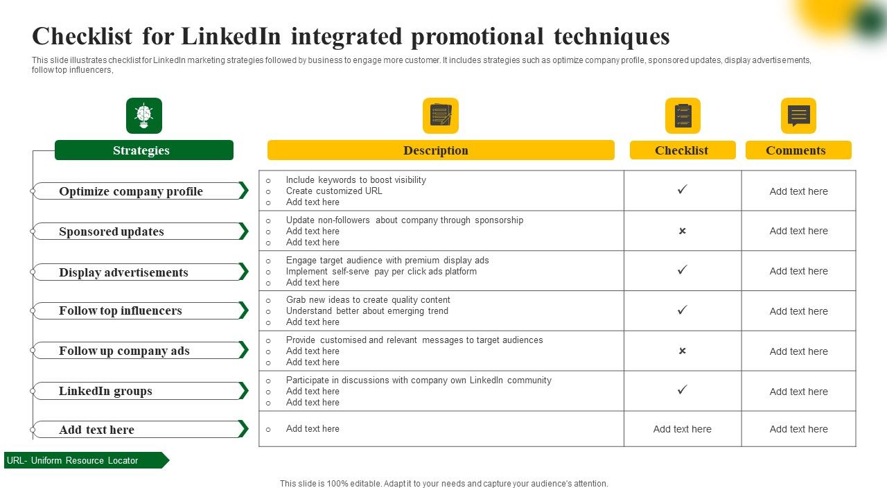 Checklist_For_Linkedin_Integrated_Promotional_Techniques_Information_PDF_Slide_1.jpg