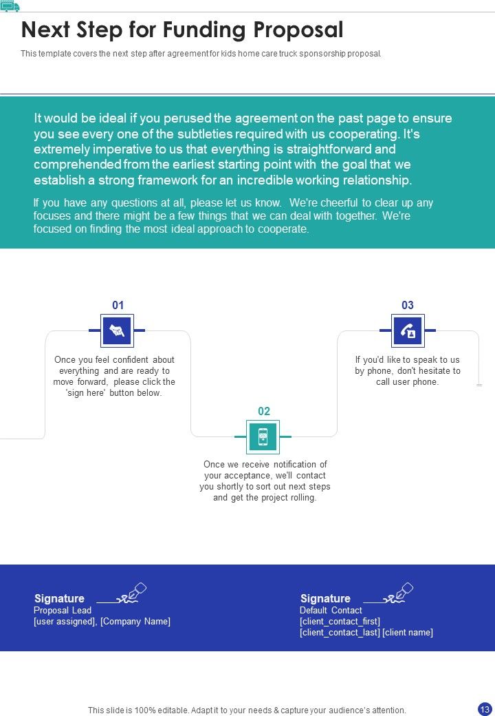 Child House Care Truck Funding Proposal Example Document Report Doc Pdf Ppt