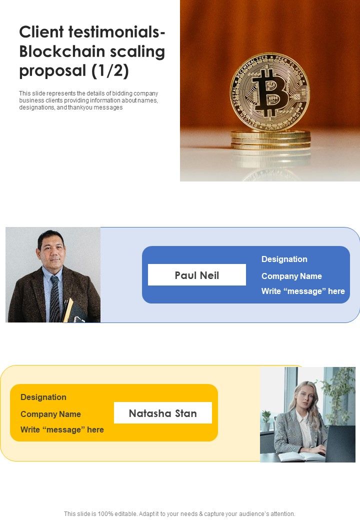 Client Testimonials Blockchain Scaling Proposal One Pager Sample Example Document