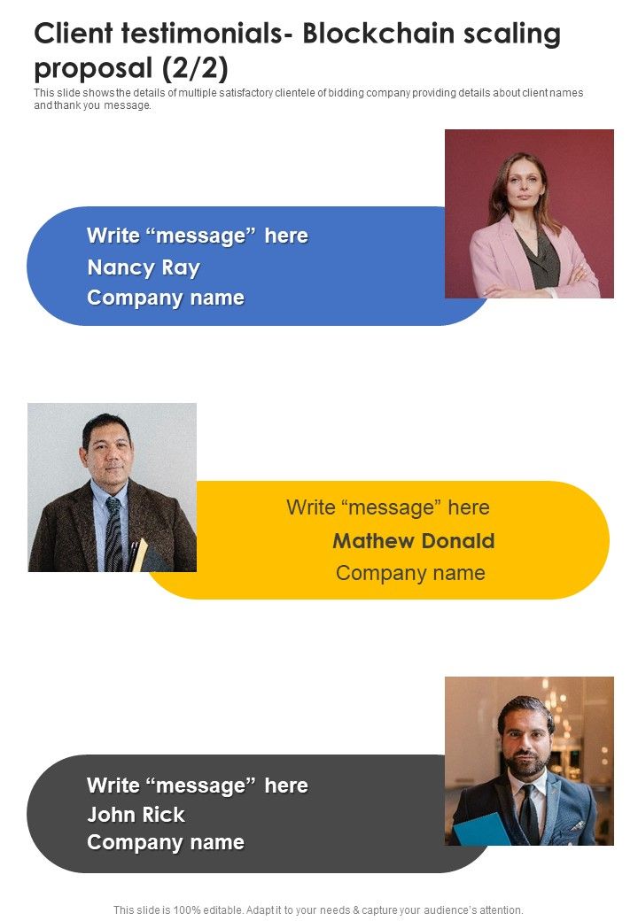 Client Testimonials Blockchain Scaling Proposal One Pager Sample Example Document