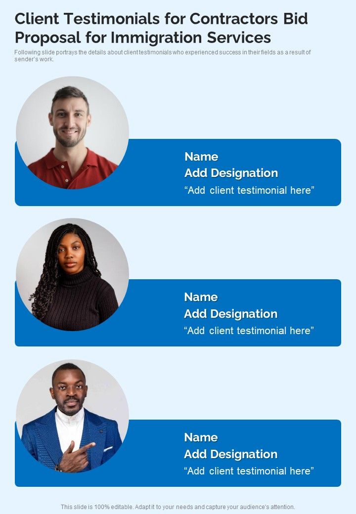 Client_Testimonials_For_Contractors_Bid_Proposal_For_Immigration_Services_One_Pager_Sample_Example_Document_Slide_1.jpg