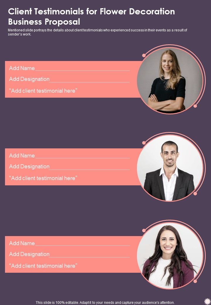 Client_Testimonials_For_Flower_Decoration_Business_Proposal_One_Pager_Sample_Example_Document_Slide_1.jpg