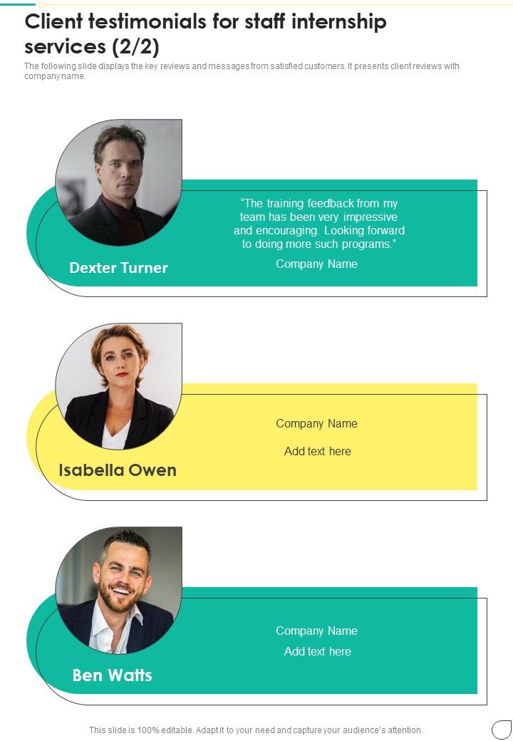 Client Testimonials For Staff Internship Services One Pager Sample Example Document