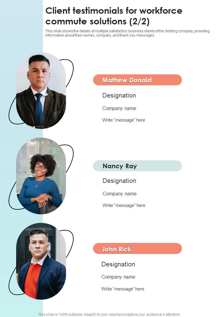 Client Testimonials For Workforce Commute Solutions One Pager Sample Example Document
