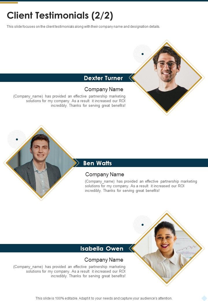 Client Testimonials Marketing Collaboration Proposal One Pager Sample Example Document