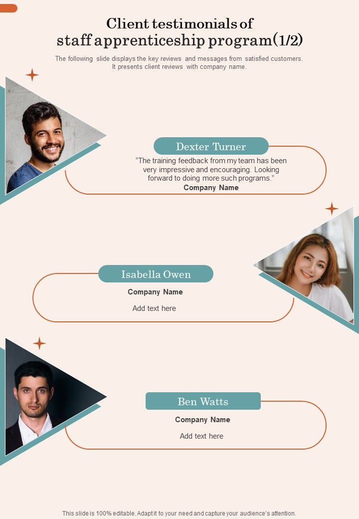 Client Testimonials Of Staff Apprenticeship Program One Pager Sample Example Document
