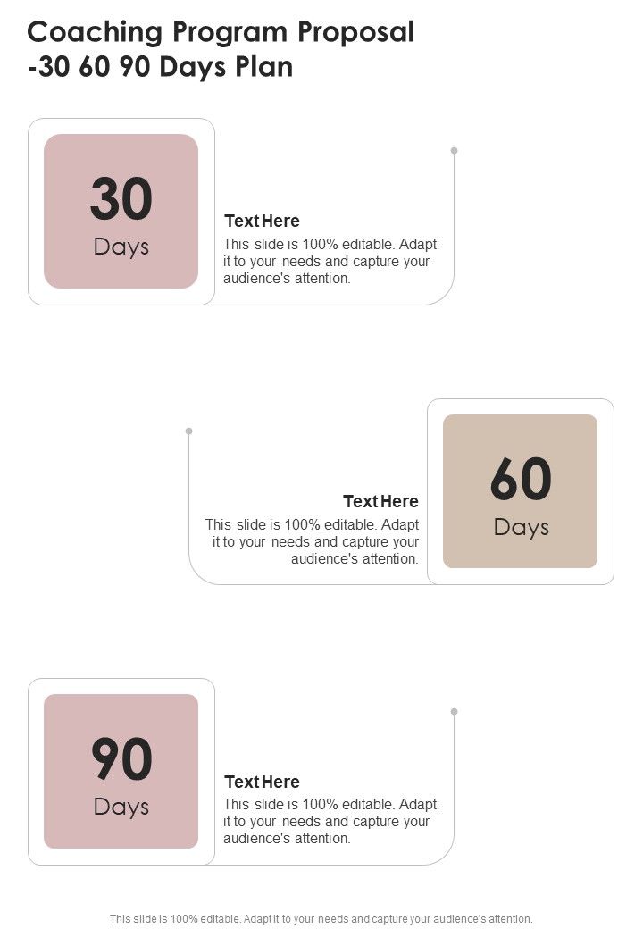 Coaching Program Proposal 30 60 90 Days Plan One Pager Sample Example Document Slide01