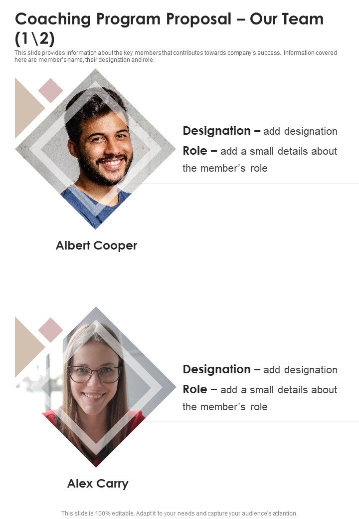 Coaching Program Proposal Our Team One Pager Sample Example Document Slide01