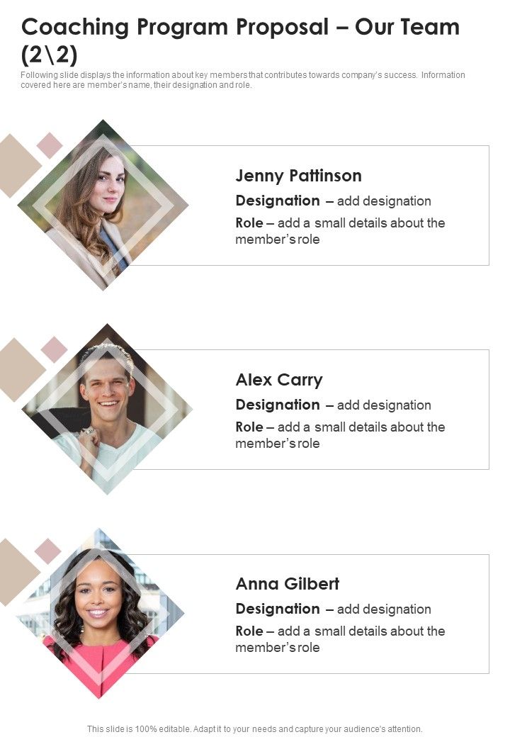 Coaching Program Proposal Our Team One Pager Sample Example Document