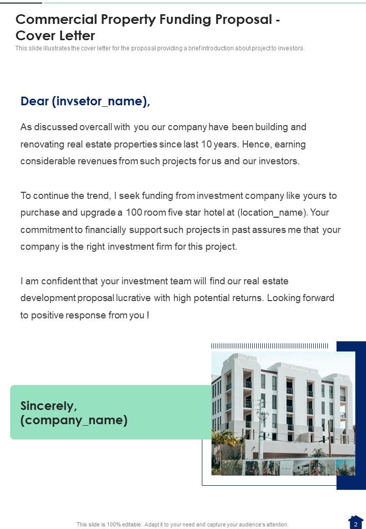 Commercial Property Funding Proposal Example Document Report Doc Pdf Ppt