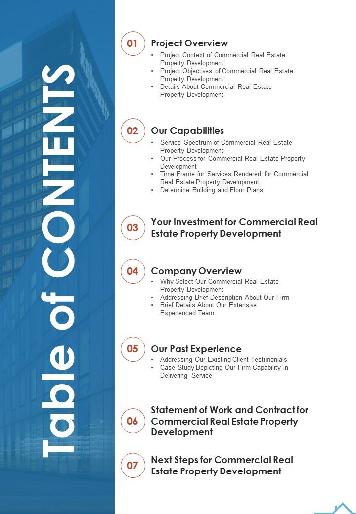 Commercial_Real_Estate_Property_Development_Table_Of_Contents_One_Pager_Sample_Example_Document_Slide_1.jpg
