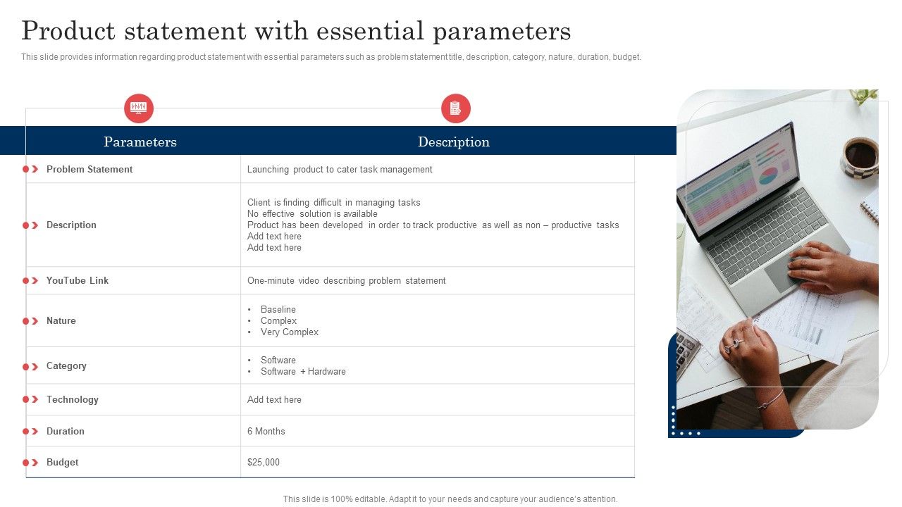 Commodity_Launch_Administration_Playbook_Product_Statement_With_Essential_Parameters_Infographics_PDF_Slide_1.jpg
