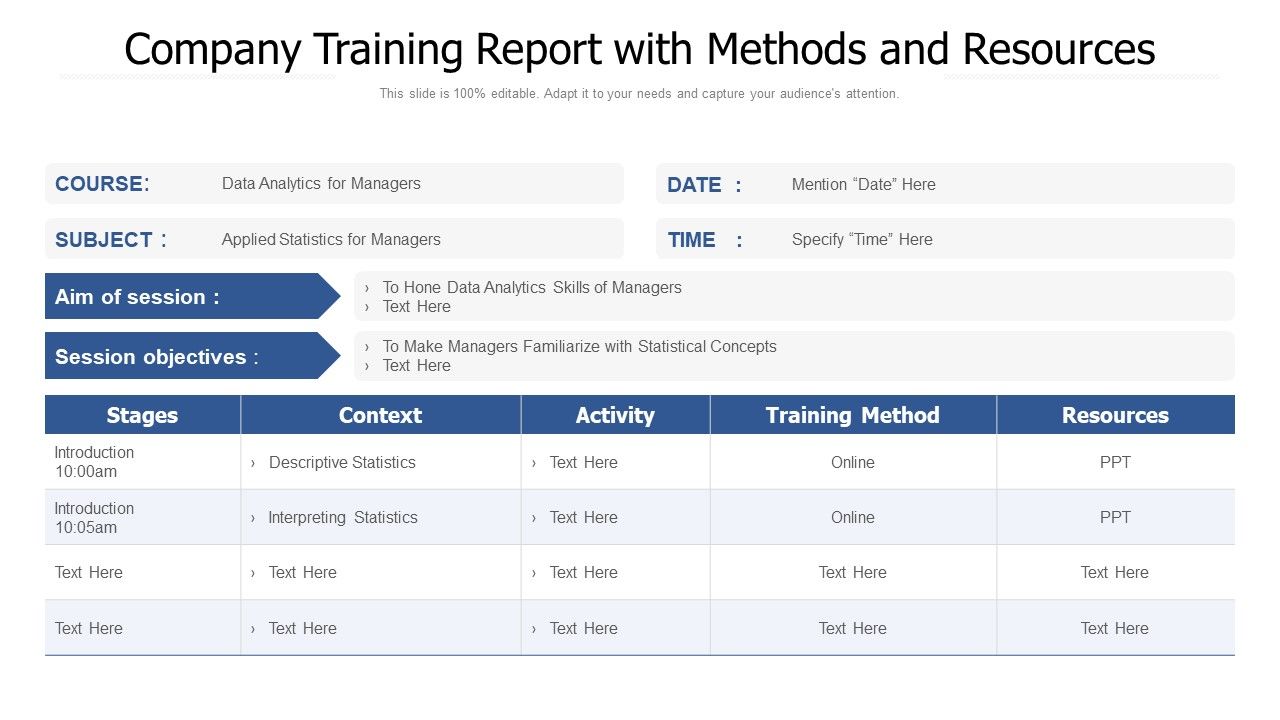 Company_Training_Report_With_Methods_And_Resources_Ppt_Ideas_Infographics_PDF_Slide_1.jpg