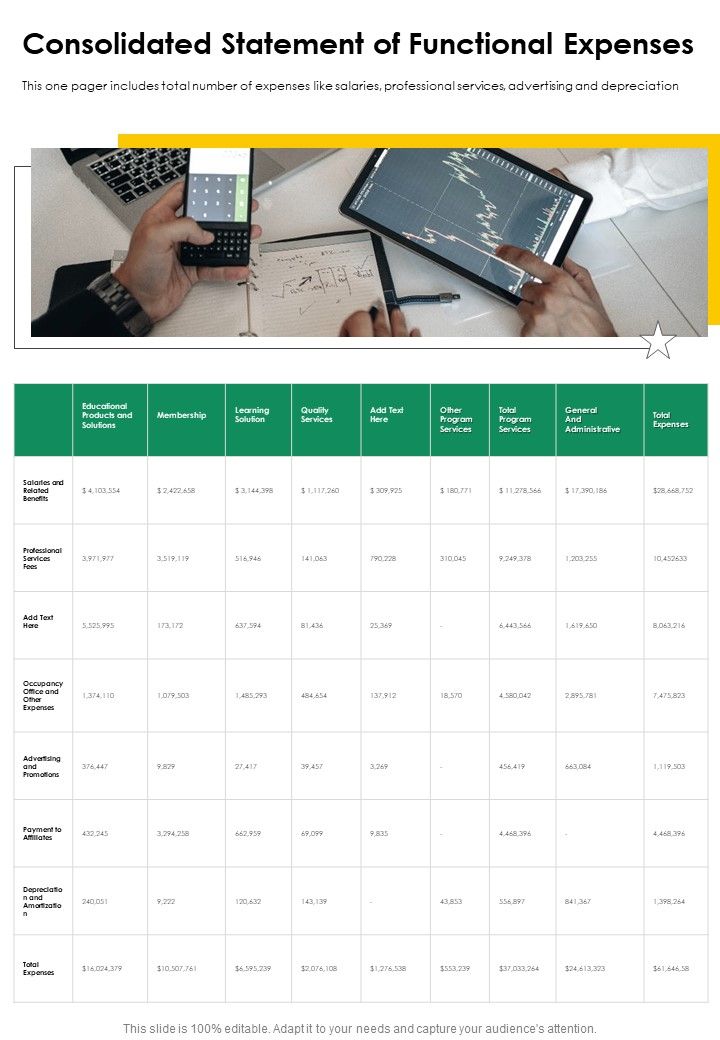 Consolidated Statement Of Functional Expenses One Pager Documents Slide01