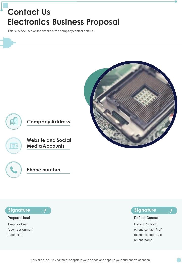 Contact Us Electronics Business Proposal One Pager Sample Example Document Slide01
