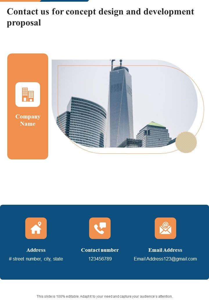 Contact Us For Concept Design And Development Proposal One Pager Sample Example Document Slide01