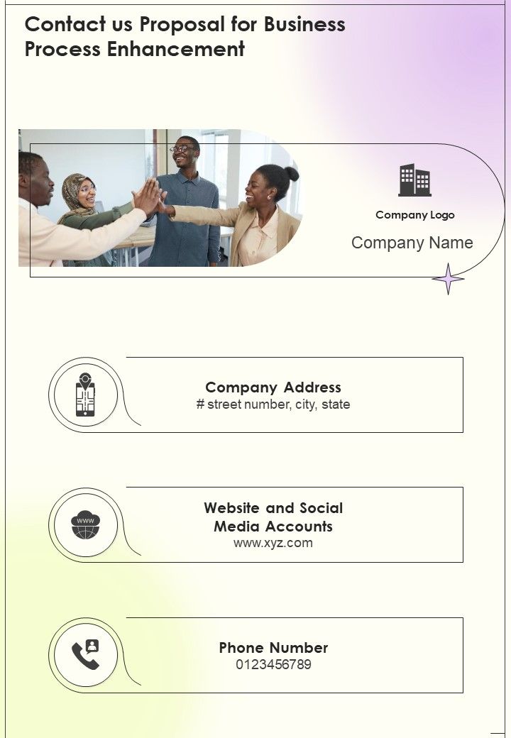 Contact Us Proposal For Business Process Enhancement One Pager Sample Example Document Slide01