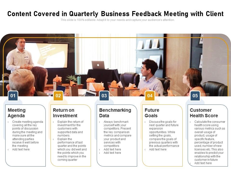 Content_Covered_In_Quarterly_Business_Feedback_Meeting_With_Client_Ppt_PowerPoint_Presentation_File_Objects_PDF_Slide_1.jpg