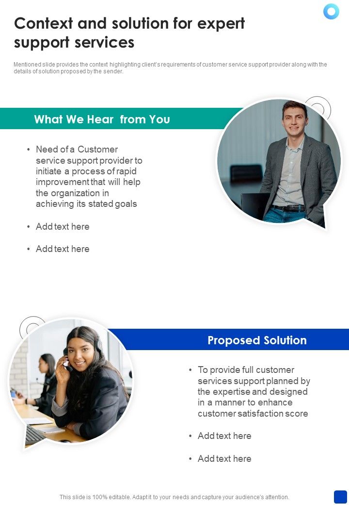 Context And Solution For Expert Support Services One Pager Sample Example Document Slide01