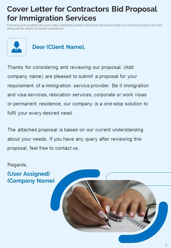 Contractors Bid Proposal For Immigration Services Example Document Report Doc Pdf Ppt