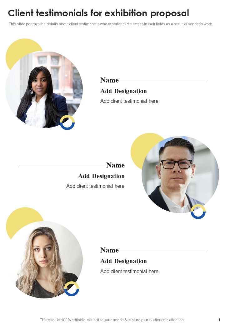Contractors_Bid_Proposal_For_Organizing_Exhibitions_Client_Testimonials_For_Exhibition_Proposal_One_Pager_Sample_Example_Document_Slide_1.jpg