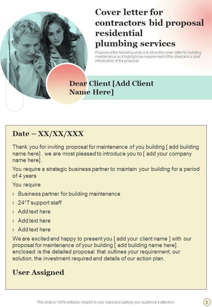 Contractors Bid Proposal For Residential Plumbing Services Example Document Report Doc Pdf Ppt