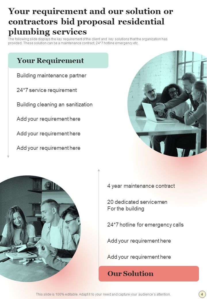 Contractors Bid Proposal For Residential Plumbing Services Example Document Report Doc Pdf Ppt