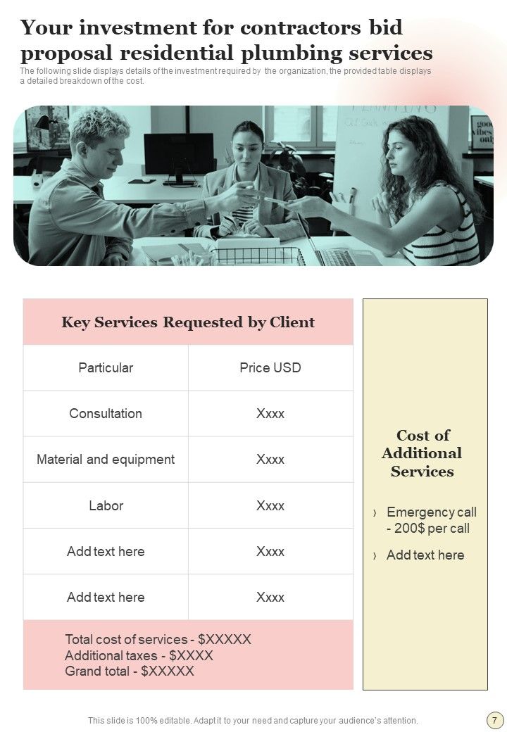 Contractors Bid Proposal For Residential Plumbing Services Example Document Report Doc Pdf Ppt