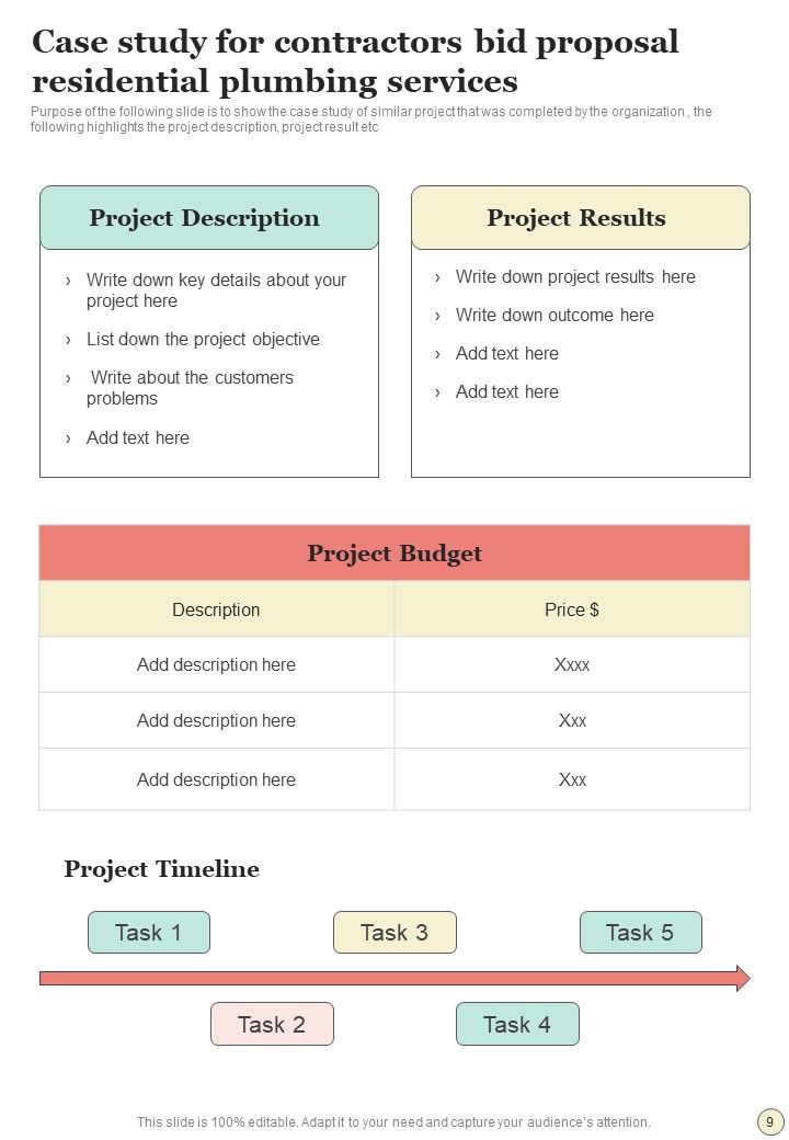 Contractors Bid Proposal For Residential Plumbing Services Example Document Report Doc Pdf Ppt