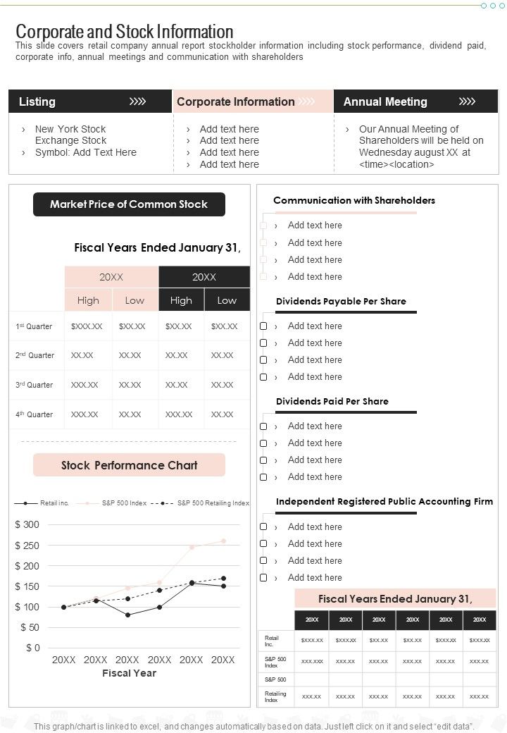 Corporate And Stock Information One Pager Documents Slide01