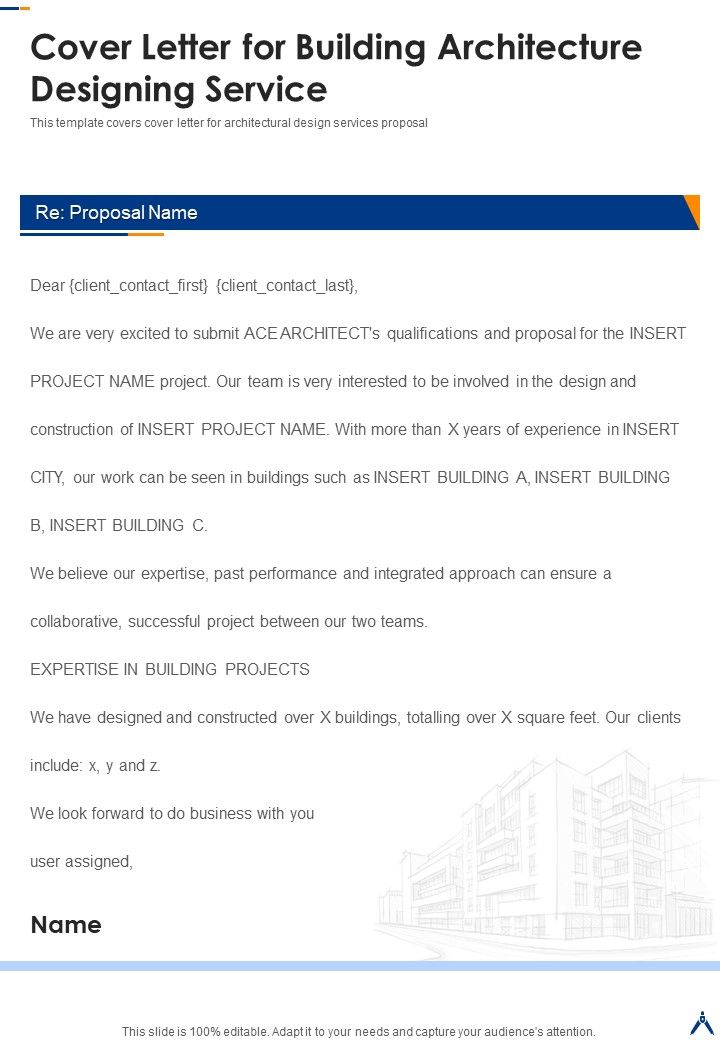 Cover Letter For Building Architecture Designing Service One Pager Sample Example Document Slide01