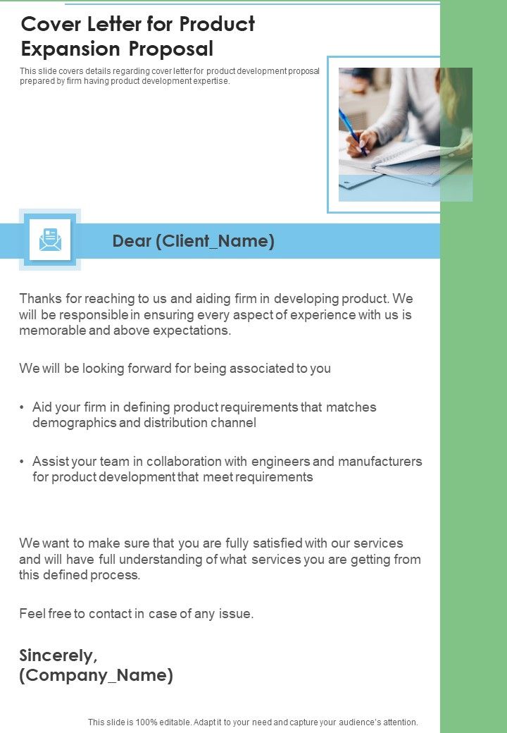 Cover Letter For Product Expansion Proposal One Pager Sample Example Document Slide01