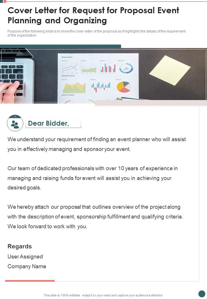 Cover Letter For Request For Proposal Event Planning And Organizing One Pager Sample Example Document Slide01