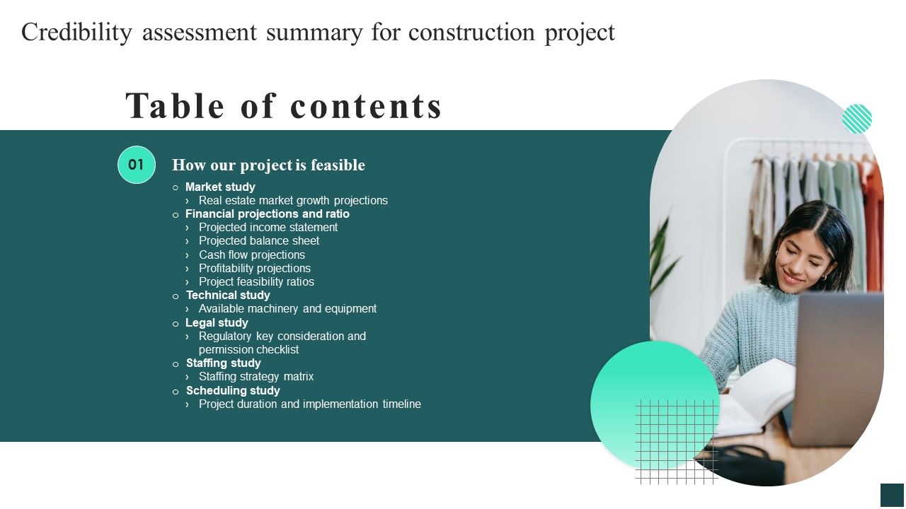 Credibility_Assessment_Summary_For_Construction_Project_Table_Of_Contents_Sample_PDF_Slide_1.jpg