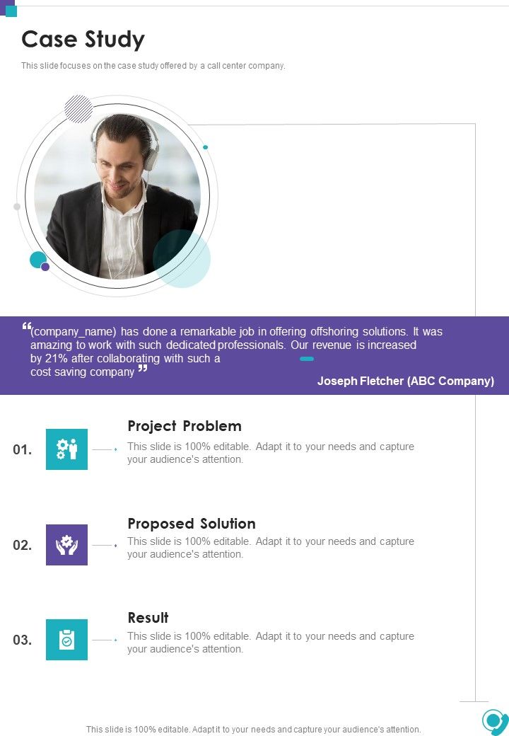 Customer Service Center Proposal Case Study One Pager Sample Example Document Slide01