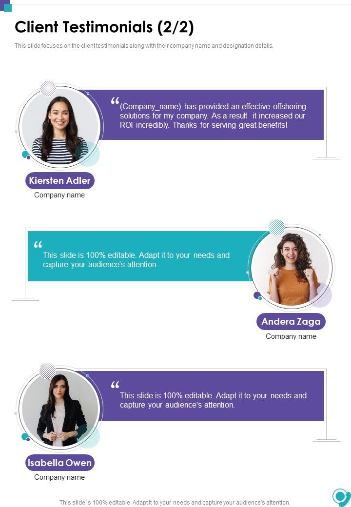 Customer Service Center Proposal Client Testimonials One Pager Sample Example Document