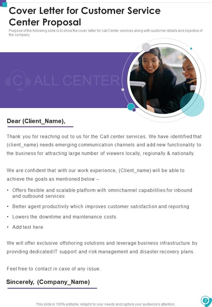 Customer Service Center Proposal Example Document Report Doc Pdf Ppt