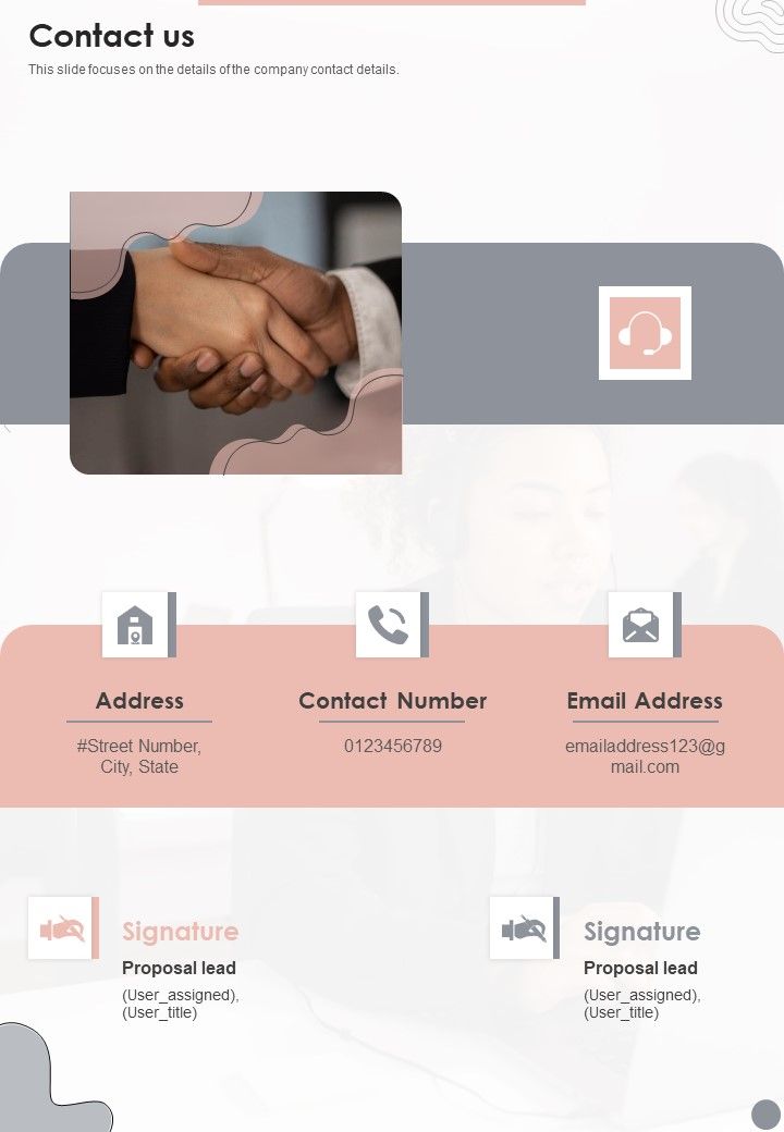 Customer Support Centre Proposal Contact Us One Pager Sample Example Document Slide01