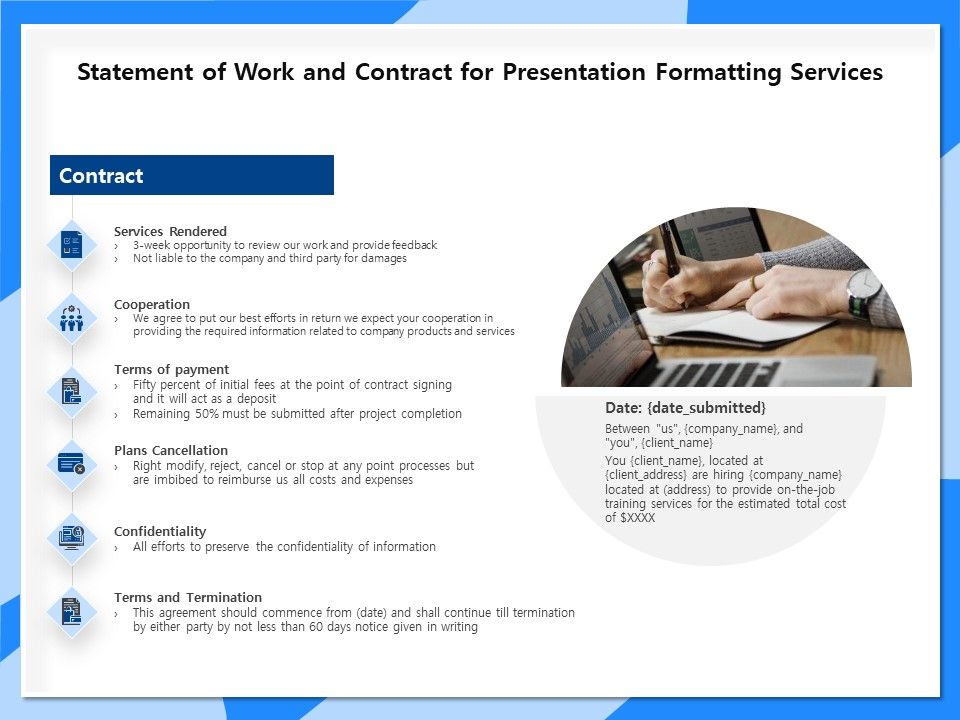 Designing_And_Editing_Solutions_Statement_Of_Work_And_Contract_For_Presentation_Formatting_Services_Background_PDF_Slide_1.jpg
