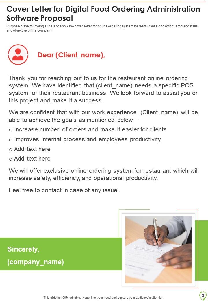 Digital Food Ordering Administration Software Proposal Example Document Report Doc Pdf Ppt