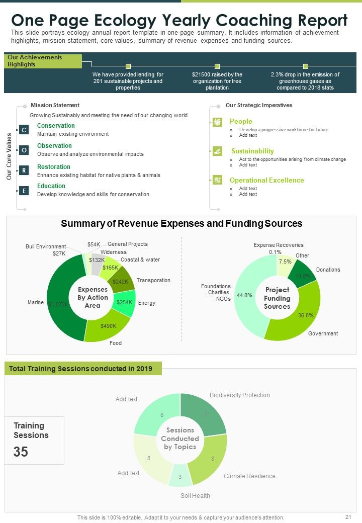 Ecology Yearly Coaching Report One Pager Documents